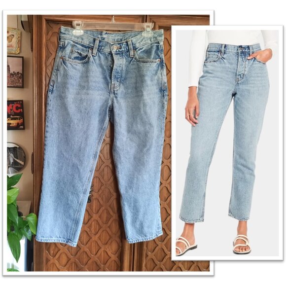 OLD NAVY High-Waisted Button-Fly Slouchy Straight Crop Jeans - Lightwash, 6P - Picture 1 of 16